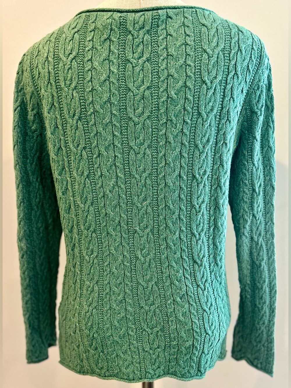 Lauren Ralph Lauren – Women’s L – Green 100% Cotton Cable Knit Boatneck Sweater - Picture 2 of 8